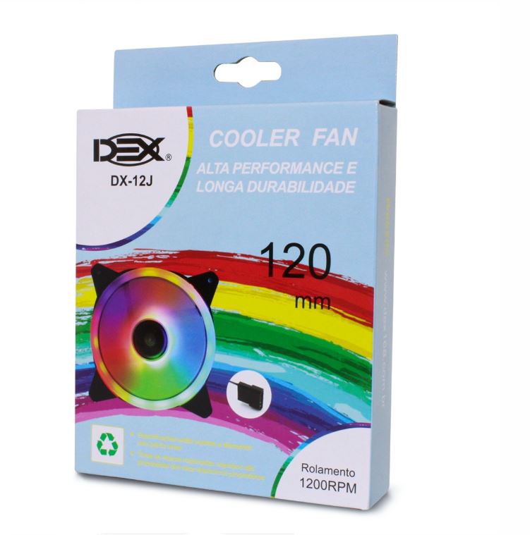 Cooler 120mm Com Led Fan Dupla Face Rgb Rainbow Dx-12j