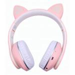 Fone Bluetooth 5.0 Gatinho Led On-fn633 Rosa C/ Branco Onistek