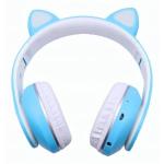 Fone Bluetooth 5.0 Gatinho Led On-fn633 Cor Azul C/ Branco Onistek