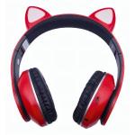 Fone Bluetooth 5.0 Gatinho Led On-fn633 Vermelho C/ Preto Onistek