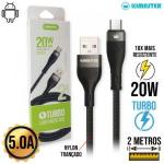 Cabo De Dados Micro Usb Blindado Turbo 2m Preto Cb763p/cb762v Kimaster