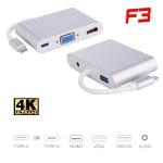 Cabo Adaptador Tipo C P/ Hdmi Vga/usb 3.0/audio 5 Em 1 Jc-tyc-501 F3