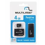 Cartao De Mem. / Pendrive 3x1 C/ Adaptador Sd Mc057 4gb Multilaser