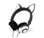 Fone Headset P2 Gatinho Preto Led Pisca Hf-c30 Exbom