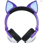 Fone Headset P2 Gatinho Roxo Led Pisca Hf-c30 Exbom