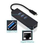 Hub Usb 3 Portas 3.0 Tipo C 3.1 C/rj45 10/100/1000mbps Jc-tyc-r03 F3