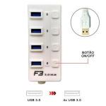 Hub Usb 4 Portas Chaveadas Usb 3.0 Branco Jc-hub303 F3