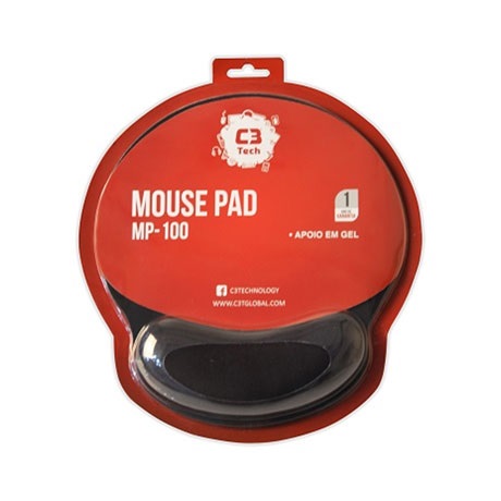 Mouse Pad C/ Apoio Em Gel Preto Mp-100 C3tech