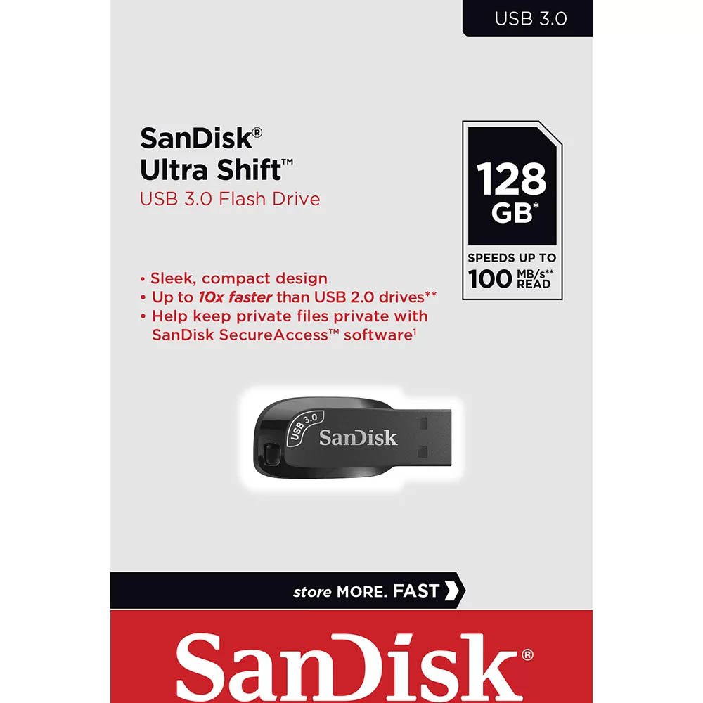 Pendrive Usb 3.0 128gb Z410 Ultra Shift Drive/100mbs Preto Sandisk